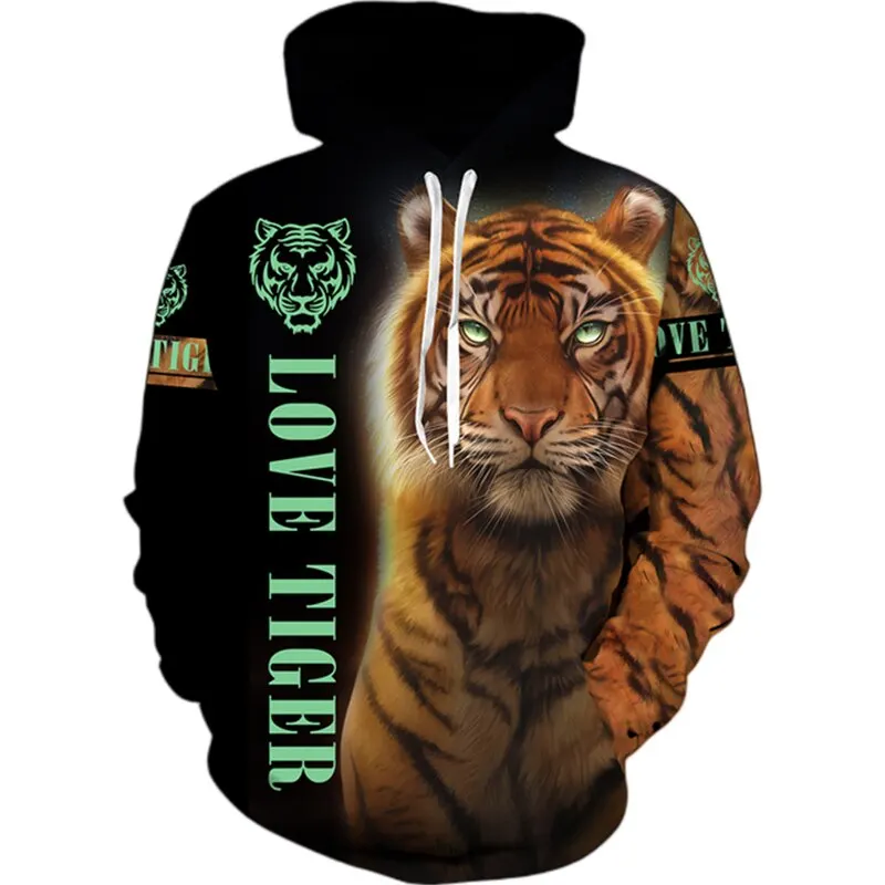 Autumn Winter Hoodies Animal Tiger 3D Print Streetwear Men Women Oversized Sweatshirts Hoodie Kids Pullovers Tracksuits Clothing