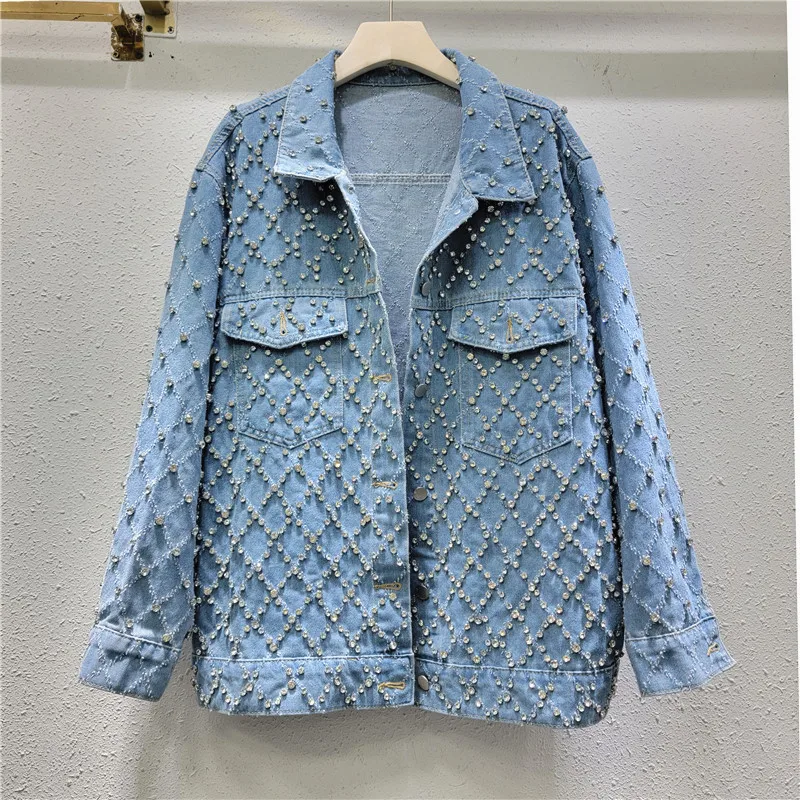 

Woman Autumn Spring Tops Coat Shirt Long Sleeves Cowboy Diamond New Simple Comfort Comfortable Leisure Design Fashion Versatile