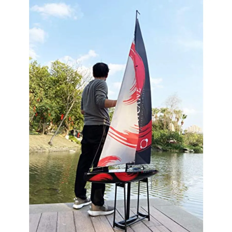 

84-дюймовая радиоуправляемая лодка с пультом управления, предварительно собранный комплект аксессуаров для парусной лодки, электрическая парусная лодка 2.4G для взрослых и мальчиков, размер L