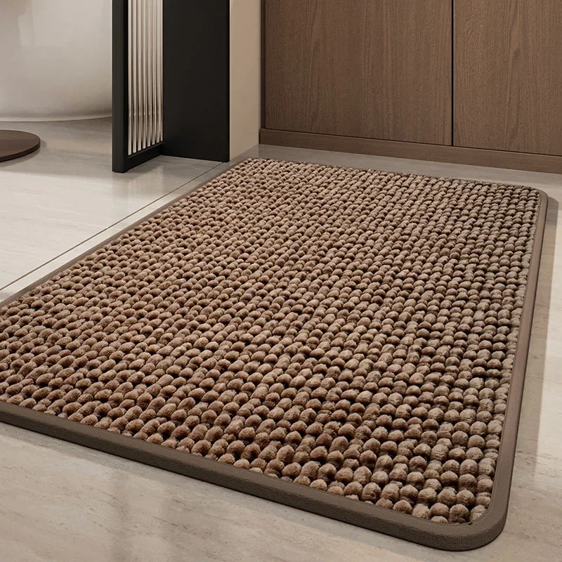 High-End Absorbent Floor Mat for Bathroom Luxury Solid Color Thickened Entrance Doormat Simple Square/oval Dust Removal Rugs