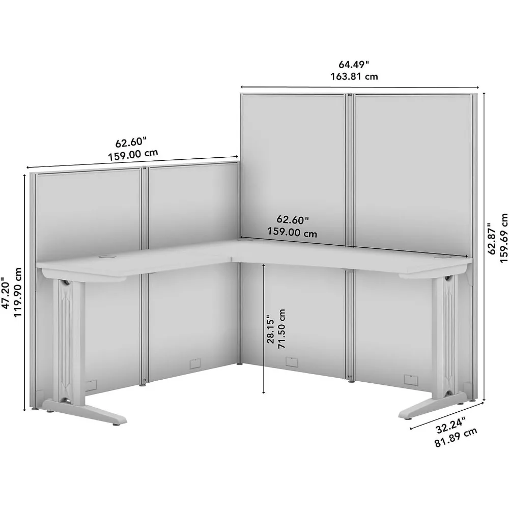 Business Furniture Office One Hour L-shaped Partitioned Desk | Modern Computer Desk with Privacy Panel Office Furniture