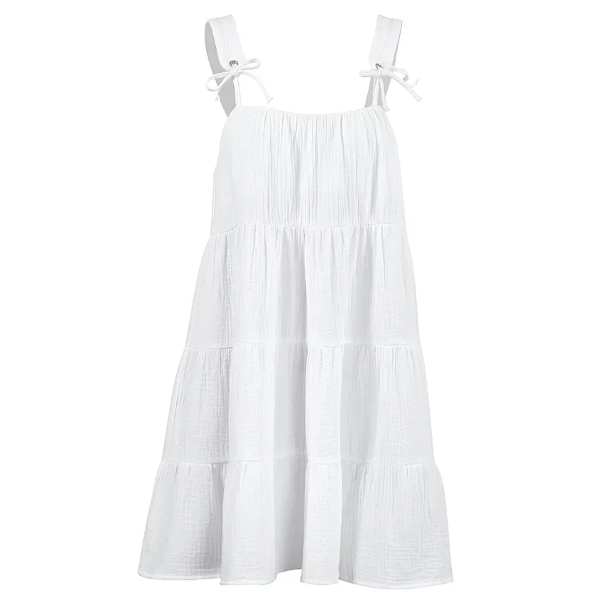 2026 Summer Casual Pure Cotton White Camisole Skirt With Feminine Temperament A-Line Skirt Short Women's Clothing