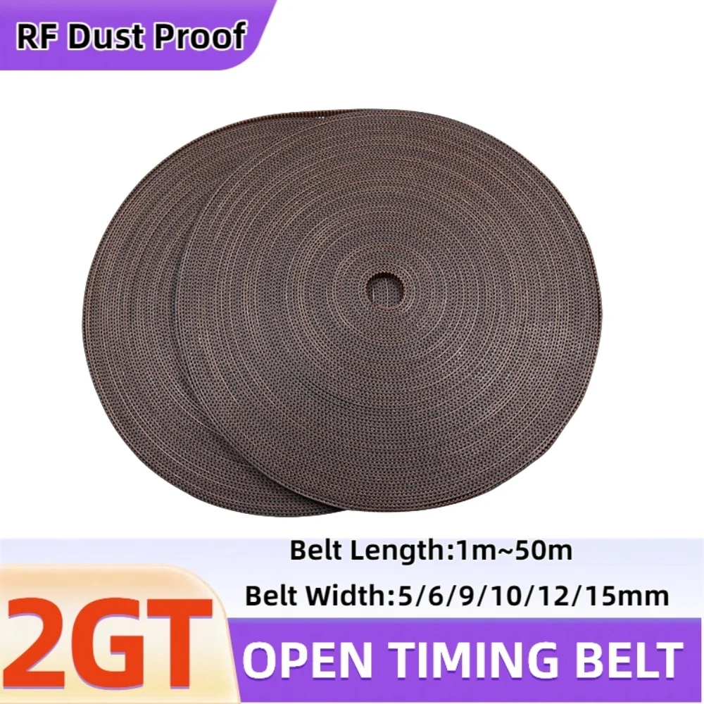 RF 2GT Open Belt  Dust Proof Belt Width 5 6 9 10 12 15mm Length 1m~50m 3D Printer Parts GT2 Open Belt RF Standard Thickness Belt