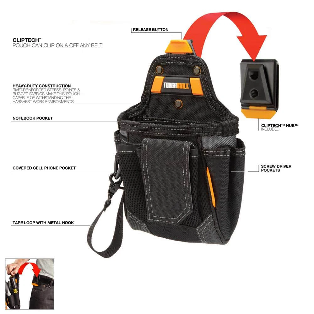 TOUGHBUILT TB-CT-32-A Warehouse Pouch Waist Hanging Tool Bag Multifunctional Storage Quick Hang Tool Bag