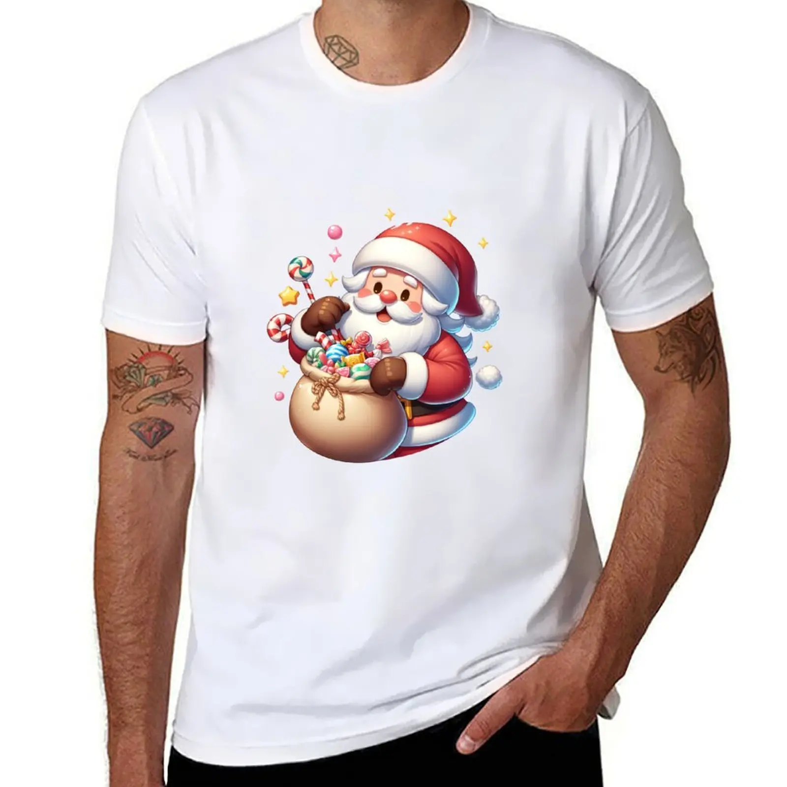 

Santa's Sweet Delights: Charming Candy Giveaway T-Shirt man t shirt summer t shirts for man pack white T-Shirt