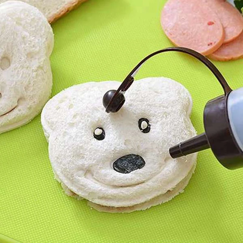 เครื่องตัดแม่พิมพ์แซนวิชรูปหมี5ชิ้นเครื่องทำขนมปังแซนวิชสำหรับเด็ก