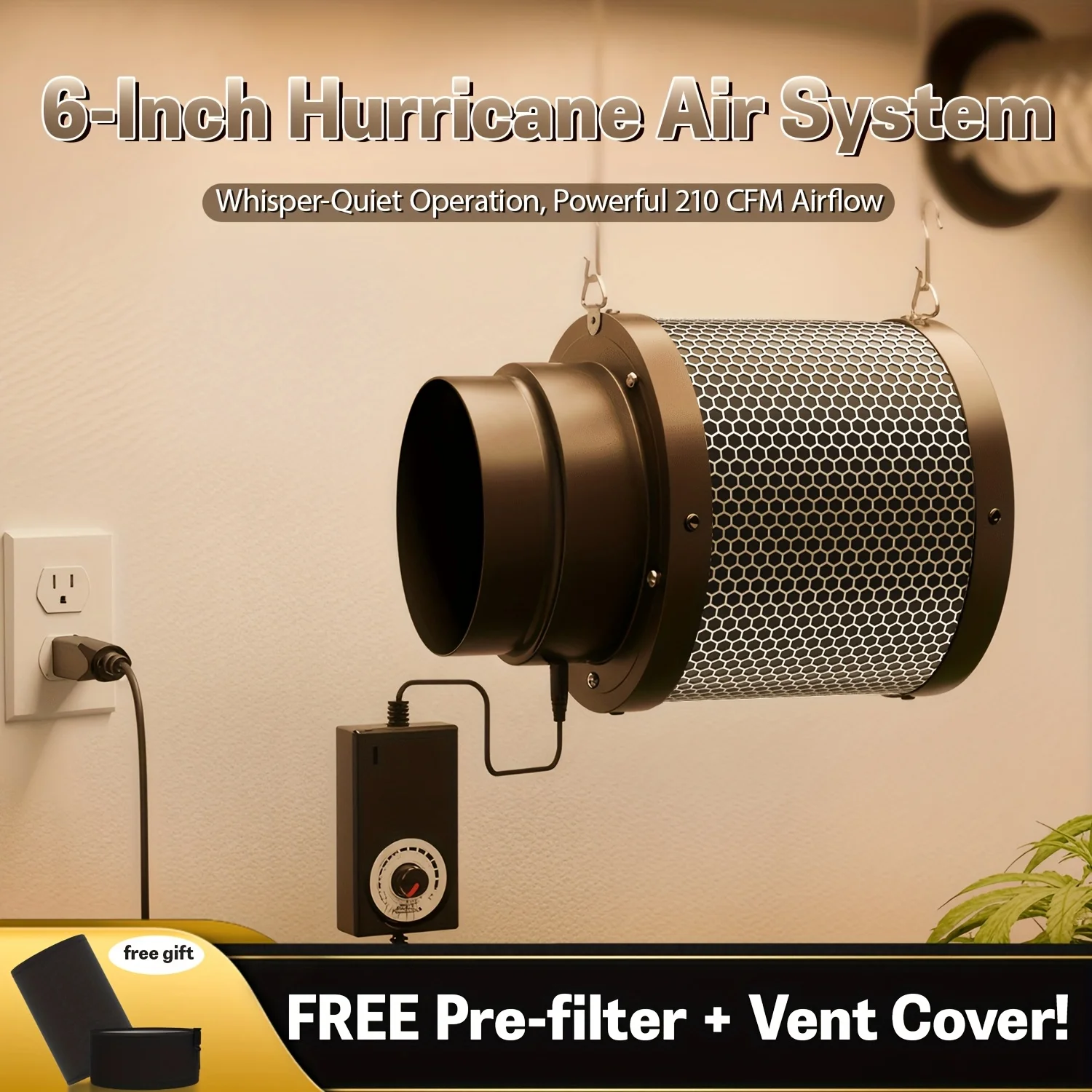 

ALPHAGROW Air Carbon Filter Kit With 4"&6" Flange, 14cm Integrated Fan, Australian Charcoal, Pre-Filter Cloth, Durable Metal Mes
