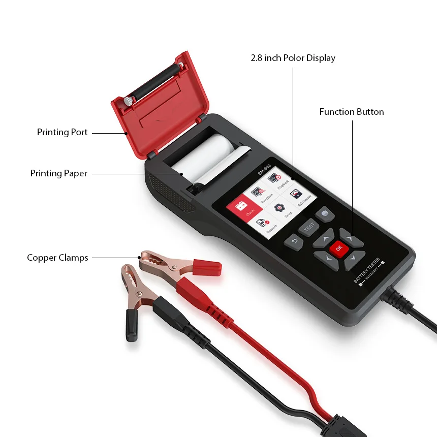 BM800 professional multifunctional battery storage tester with printed results SOH SOC test