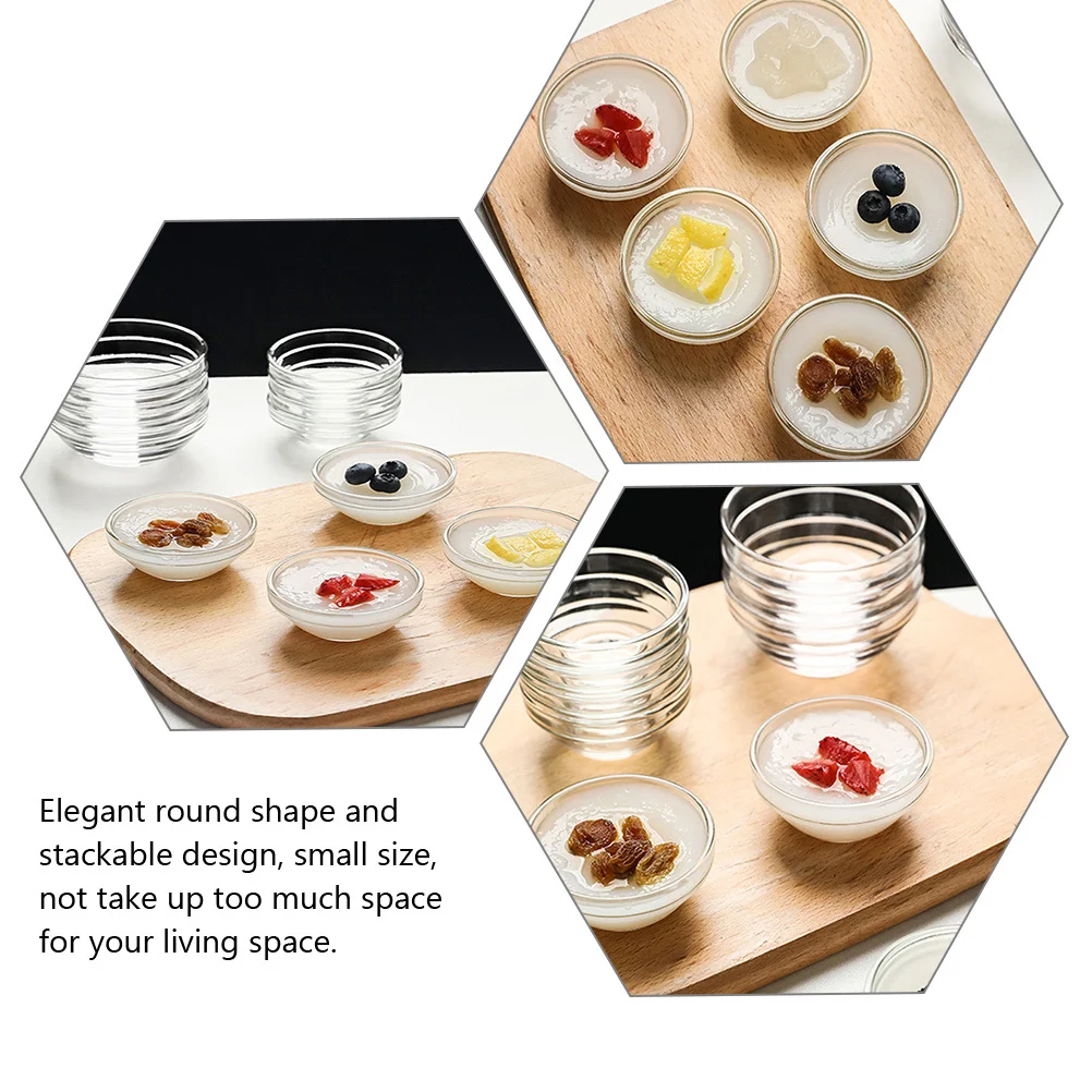 

10Pcs Glass Bowls Small Stackable Prep Serving Salad Dessert Pudding Clear High Temp Resistant Round Bowls