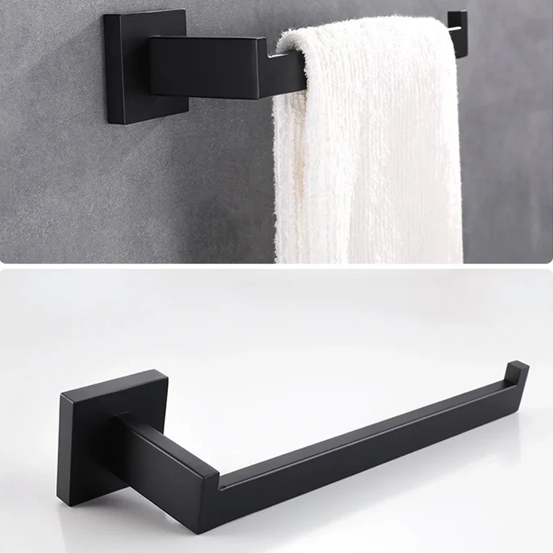 304 Stainless Steel Towel Rack Single Rod Golden Square Towel Bar Kitchen Bathroom Pendant