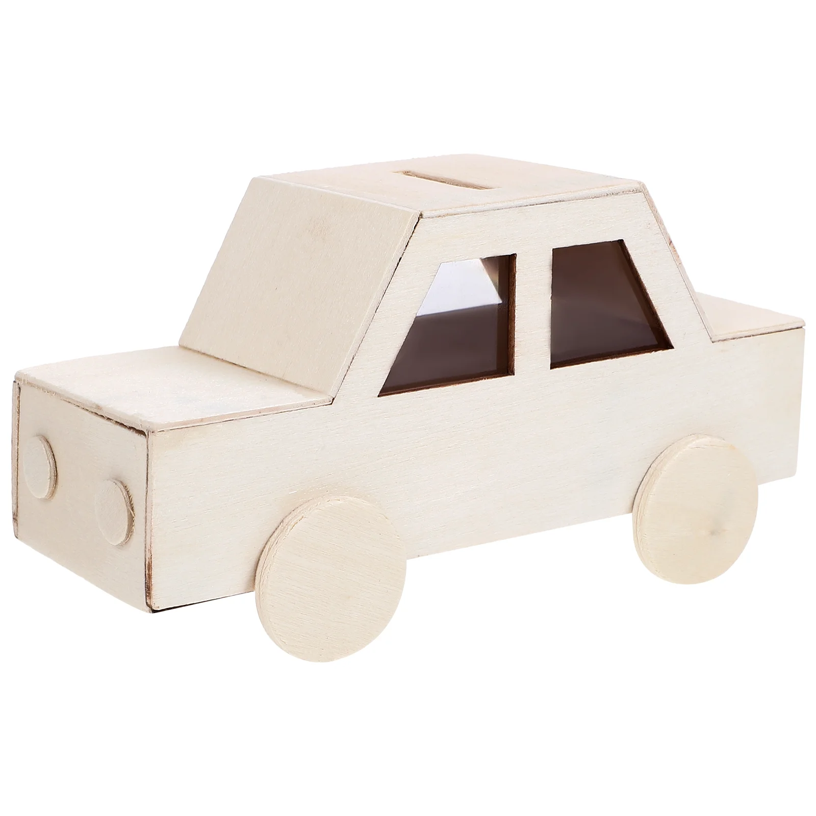 Handmade DIY Wooden Car Piggy Bank Blank Snowflake Mud Mold Manual Coin Storage Cases for Students Multi-function Saving