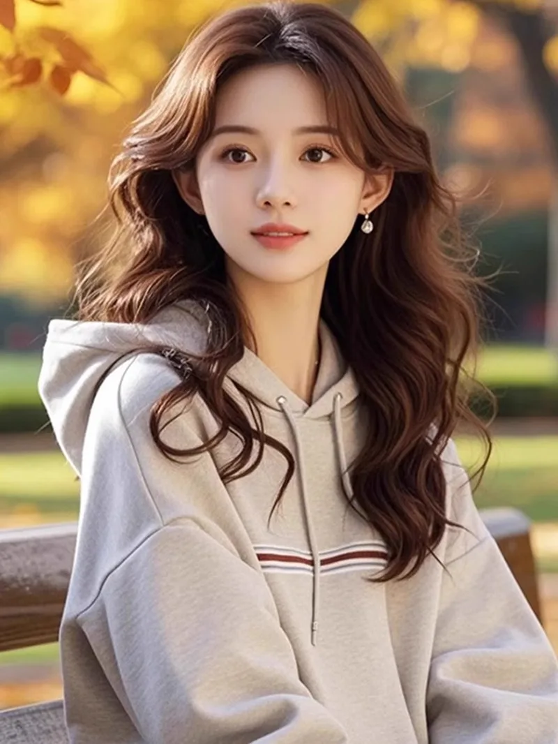 Koreanischer Sle Fce-gefütterter Kapuzenpullover für Damen, vielseitig, locker, lang, Sve Overhead, trendiges Top, lässig, bequem, Streetwear