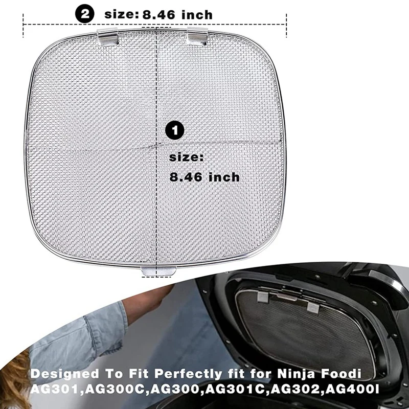 Stainless Steel 5-In-1 Indoor Splatter Grill Cover Air Fryer Accessories For Ninja Foodi AG301