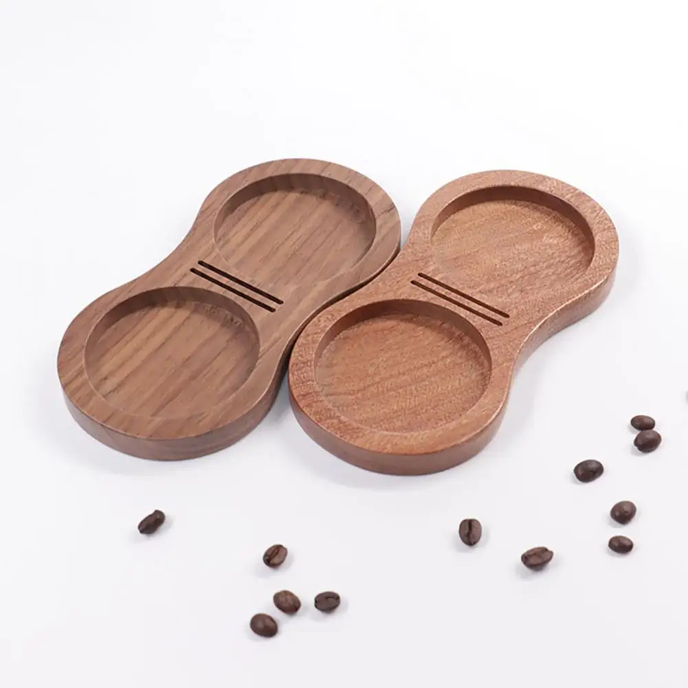 

Coffee Tamping Hammer Holder,Walnut Wood 8-Shaped Design,Powder Spreaders Stable Upright Holder Coffee Accessories