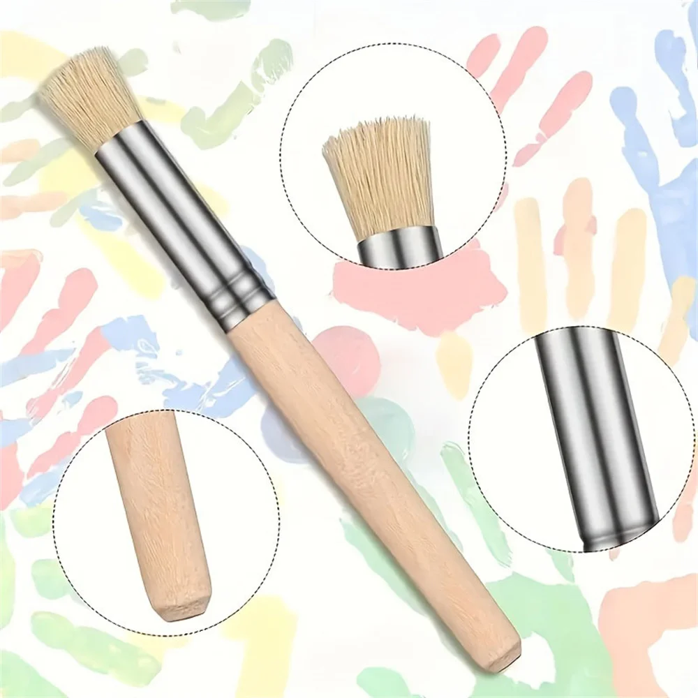 6/12/18pcs Stencil Paint Brushes Set Bristle Hair Wooden Handle Perfect for DIY Crafts Watercolor, Oil, and Acrylic Painting