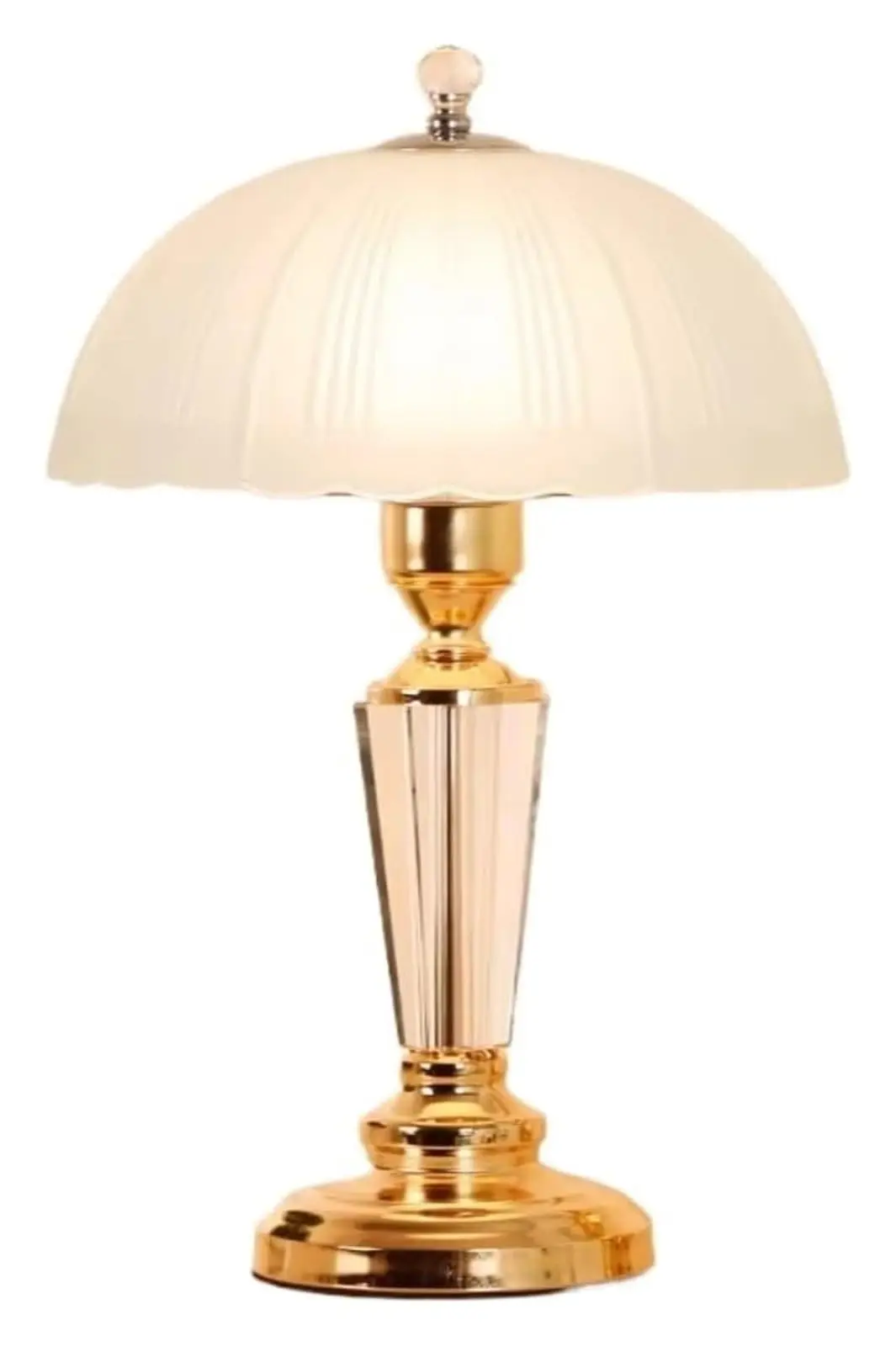 Elegant Traditional Light Emitting Diode Desk Lamp Crystal Glass Lampshade Button Switch