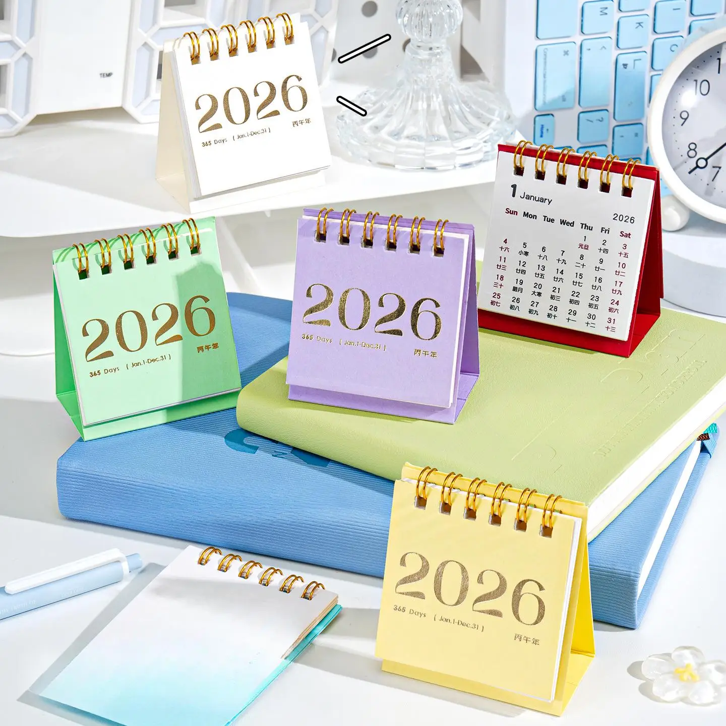 1/4pcs Cute 2026 Desktop Calendar Monthly Dated Compact Calendar for Office Travel English New Year Gift Nov 2025-Dec 2026
