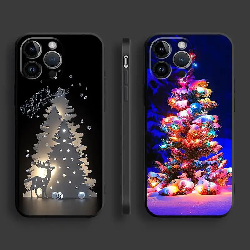 

Merry Christmas Deer Tree Lights Phone Case for Apple iPhone 16 15 pro max XR 14 13 12 Mini 11 XS XR X 7 8 plus Silicone Cover