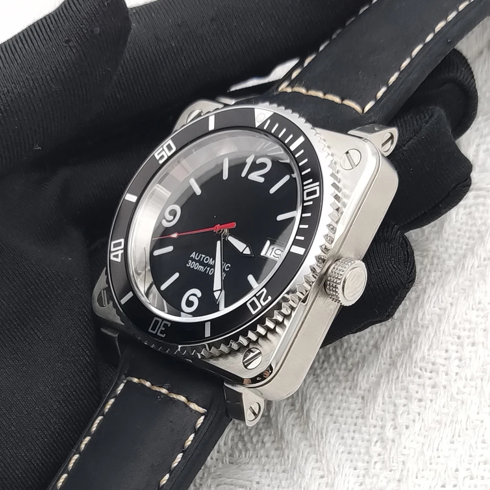 2026 NH35 Automatic Mechanical Watch for Men Sport Dive 41mm Square Case Sapphire Crystal Waterproof Date Daily Outdoor Watch