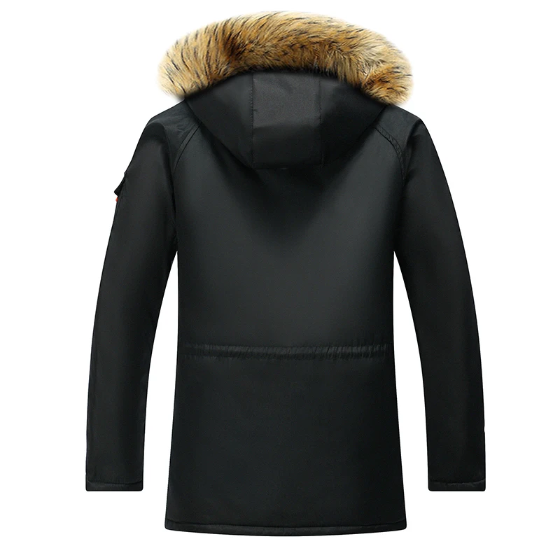 Parka de talla grande para hombre, abrigo cálido y grueso con capucha a prueba de viento, Parka informal clásica a la moda con cuello de piel,