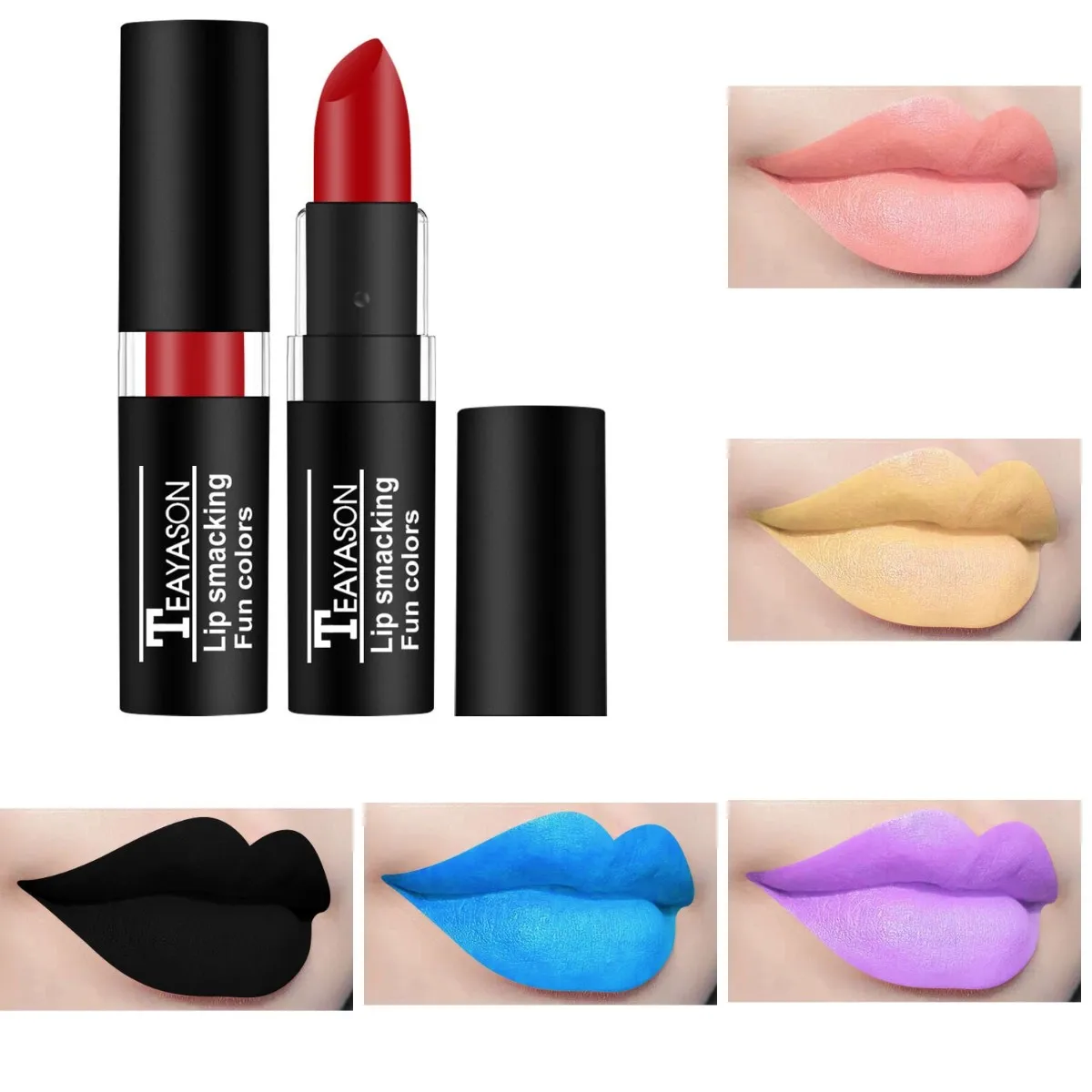 TEAYASON 12 Colors Lipsticks Matte Long Lasting Lip Stain Waterproof Non-stick Cup Sexy Red Black Lipstick Pigment Lip Cosmetics