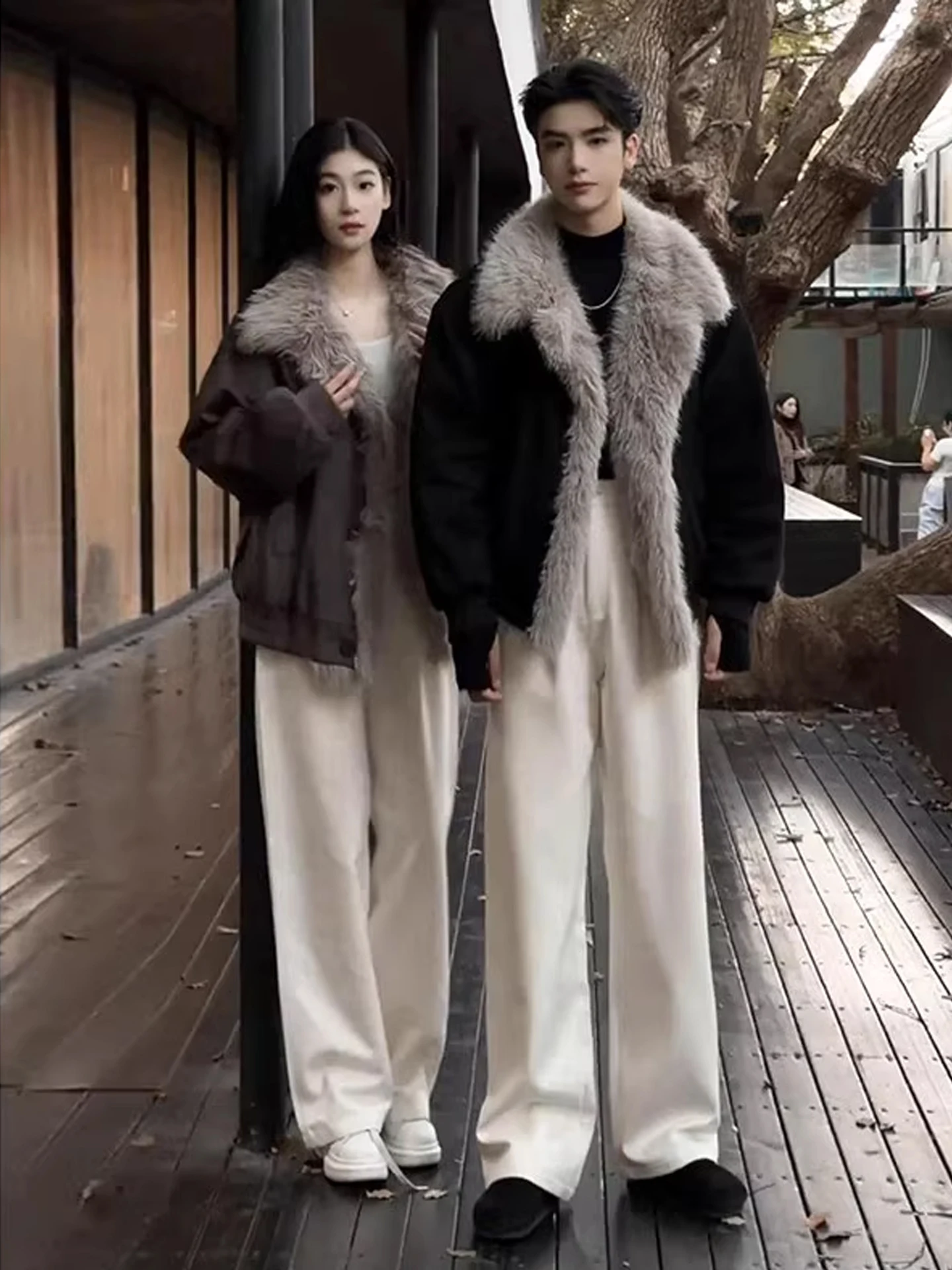 

Cleanfit Suede Leather And Cotton Blend Thiened Winter Jaet for Men And Women Waed Cotton Coat Warmth And Sle