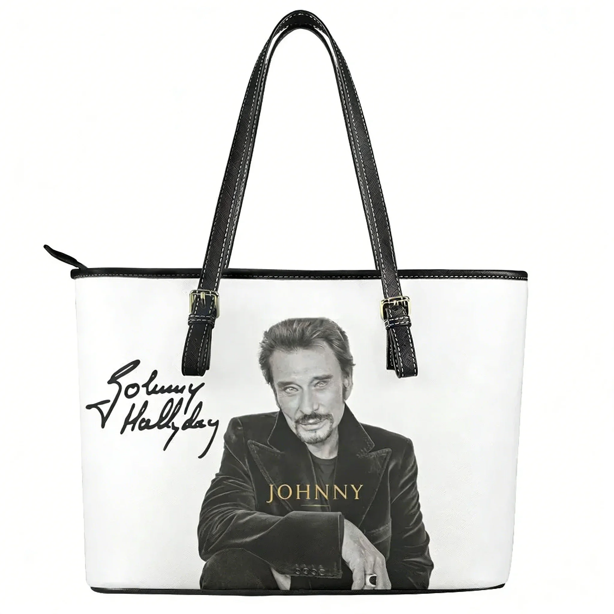 

Сумка на заказ Johnny Hallyday, женская сумка-тоут с изображением поп-певца, мужская персонализированная сумка-тоут, сумка через плечо, деловая кожаная сумка, дорожная сумка, подарок