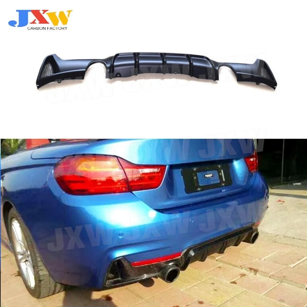 

Carbon Fiber Rear Diffuser For BMW 4 Series F32 F36 M Sport M Tech 2012-2018 ABS Gloss Black Car Rear Bumper Diffuser Spoiler