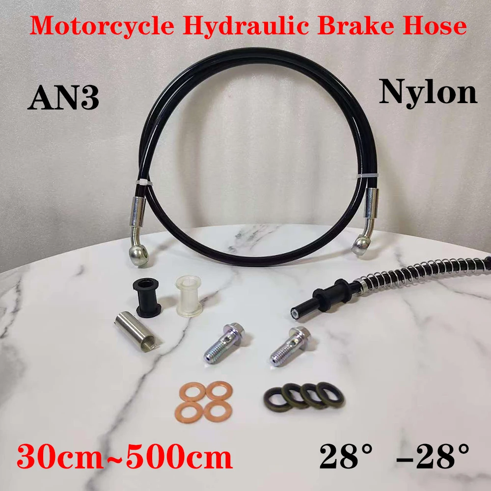 

Nylon 28°-28°Motorcycle Hydraulic Brake Clutch Oil Hose Line Pipe Stainless Steel Braided Pipe line M8x1.25mm or M10X1.2mm Banjo