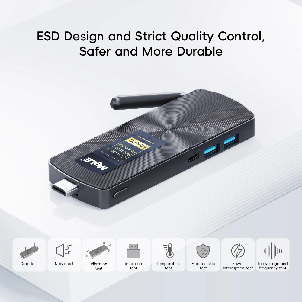 MeLE PCG02 Fanless Mini PC Stick N100 8GB LPDDR4 128GB Micro Desktop Computer with Full Function USB-C, 2.4G/5.0G WiFi, 4K HDMI