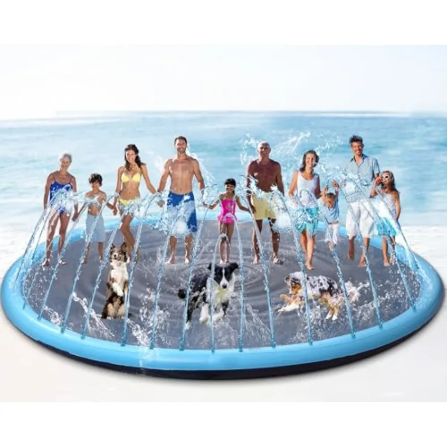

18 ft Giant Inflatable Splash Pad Extra Large 216 2025 Update Non Slip Pad for Adults Large Dogs Pets Giant Thicken Sprinkler P