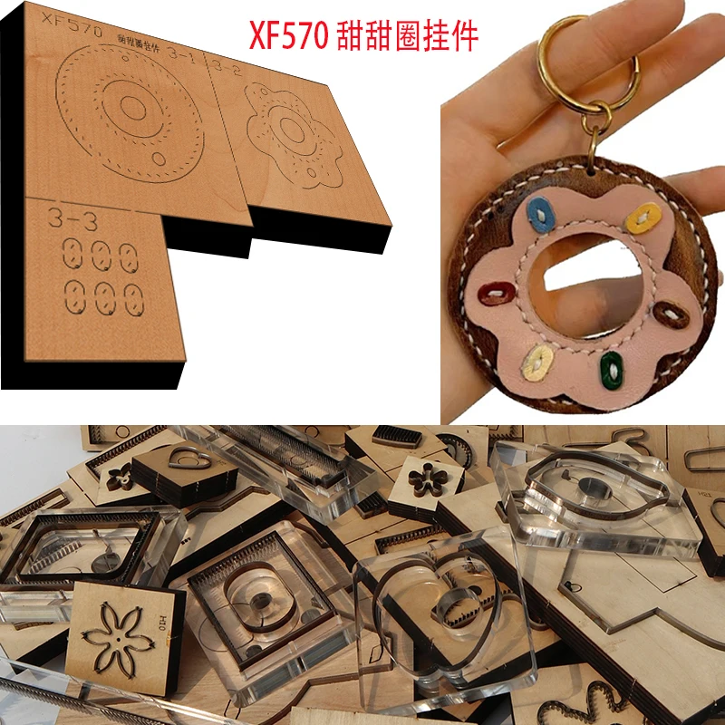 Handmade Wooden Donut Pendant Knife Die Leather Craft Punch Hand Tool Cut Knife Mould XF570 Leather Craft Tools