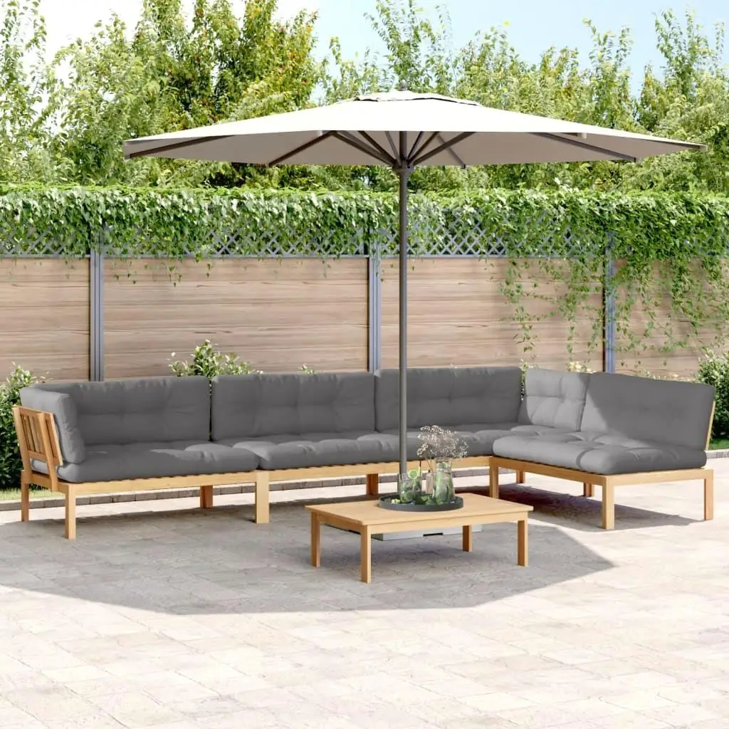 

Cozy Grey Pallet Sofa Set Large Modular Design Solid Acacia Wood for Living Room Outdoor Furniture
