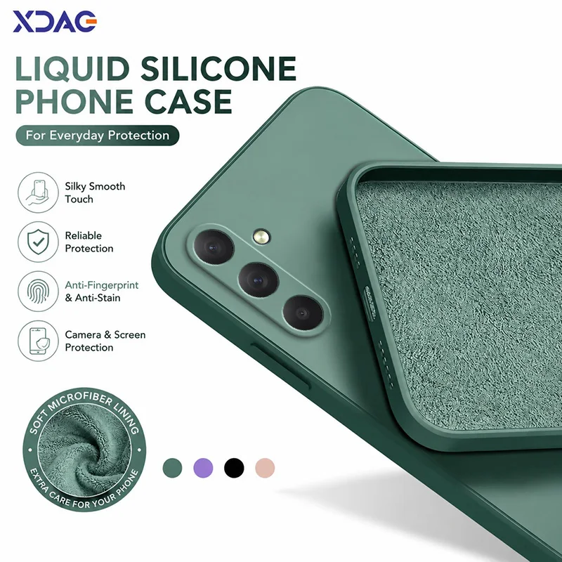 Slim Fundas for Samsung Galaxy F14 4G F34 F54 5G Upgraded Square Liquid Silicone Cases SamsungF34 Soft Microfiber Back Covers