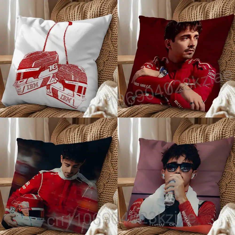 Red handsome hero Charles Leclerc Pillow Case Square Double-Sided Printing Short Plush Sofa Cushion Cover Bedroom Bedside Pillow