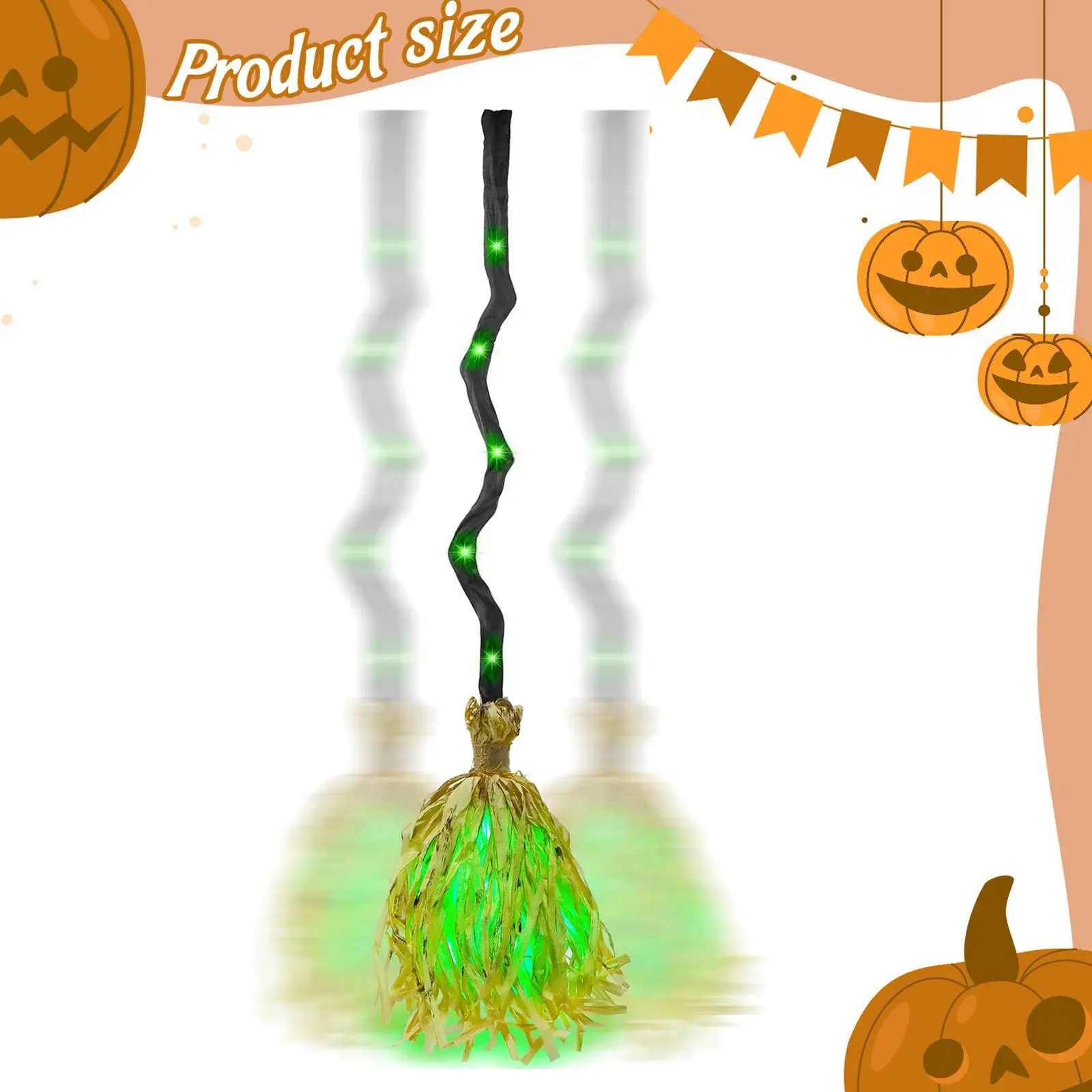 

Witch Broom Light up Scary Creative Dancing Broom for Yard Outdoor Halloween