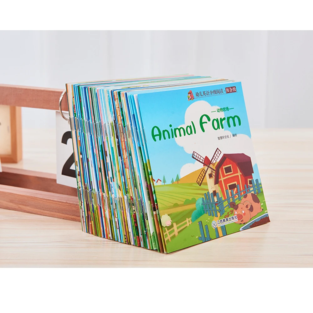 Children's English Words Picture Reading Books, Story Level, Educação Pré-Escolar, 60 Livros, Coleção