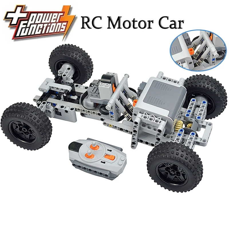 

DlY Technical RC Motor Car Four-Wheel Electric Remote Car Model Engine MOC Differential Hight-Tech Building Block Toy Leduo