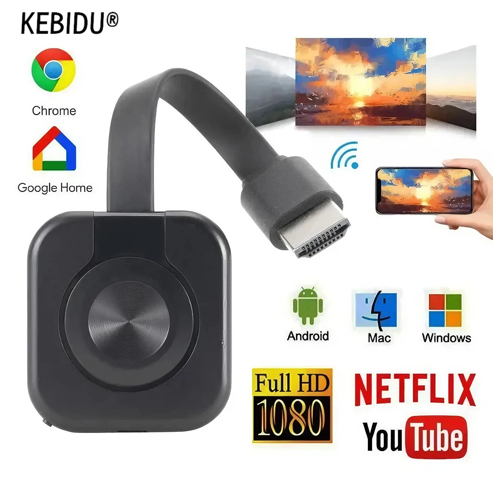 WiFi Receiver Audio Video Transmitter Phone Projector HDMI-Compatible Mirroring Screen Display Adapter for PC TV Receiver