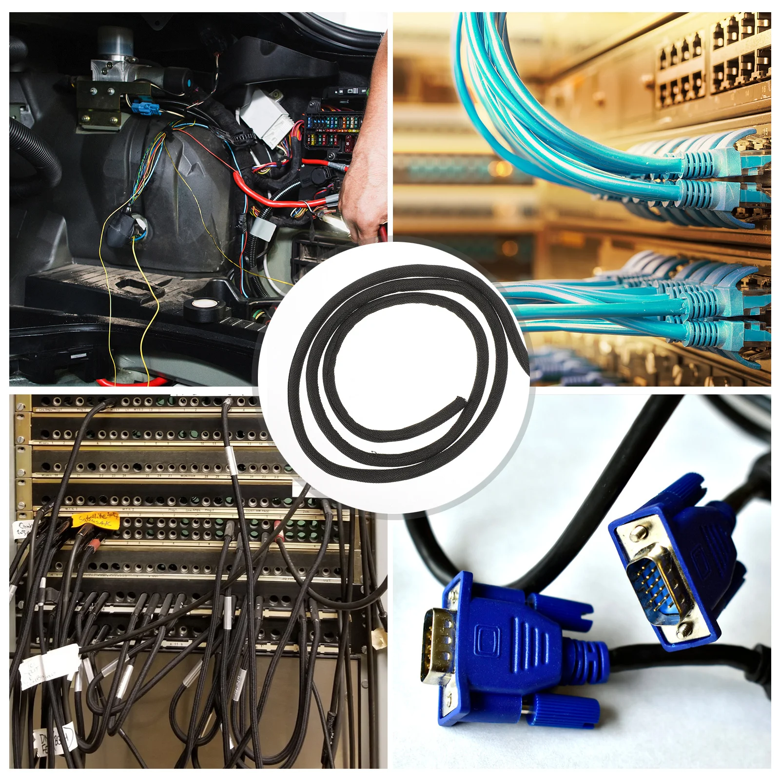 

Braided Cable Sleeve Wire Organizer Wrap for Cord Management - Desk Cable Hider and Wire Protector for Data Charging