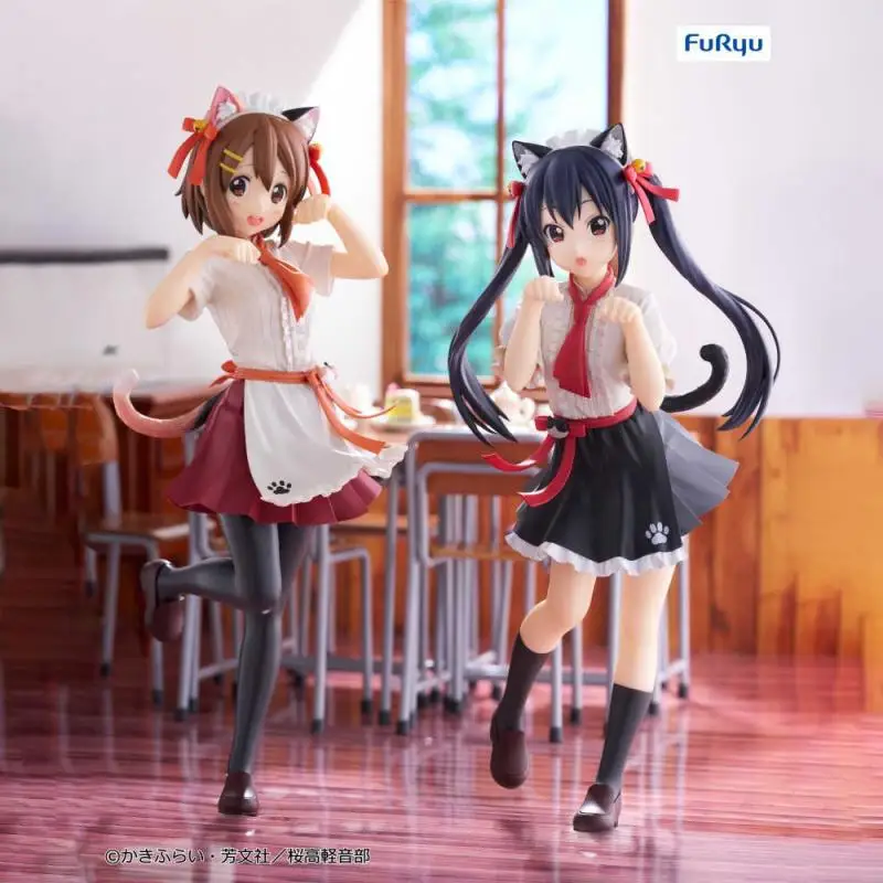 Genuine FuRyu Trio-Try-iT TTI K-ONHirasawa Yui Nakano Azusa Cat ears Anime Action Figure Model Toys Gift for Birthday