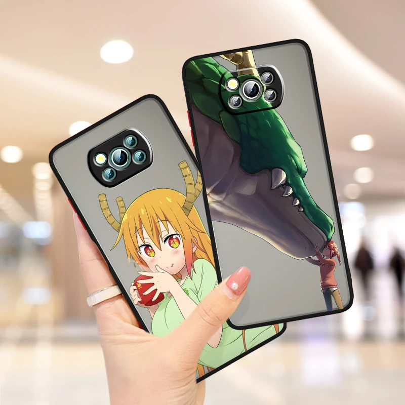 Art M-Miss K-Kobayashi Dragon Maid Frosted Translucent For Xiaomi Mi Poco X5 X4 X3 M6 M5S M5 M4 M3 F5 F4 F3 GT Pro 5G Funda