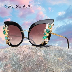 CRIXALIS Luxury Rhinestone Butterfly Sunglasses for Women Fashion Designer Diamond Sun Glasses Female Shades Ladies UV400