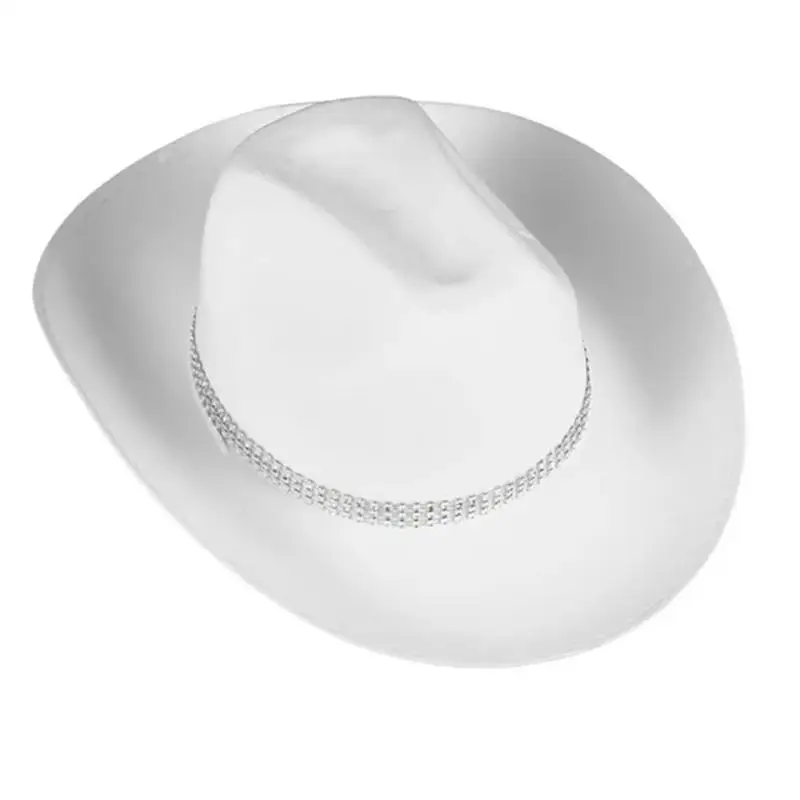 

39BB Cowboy Hats for Proms Plain Color Hat for Woman Windproof Cowboy Model Show Hat