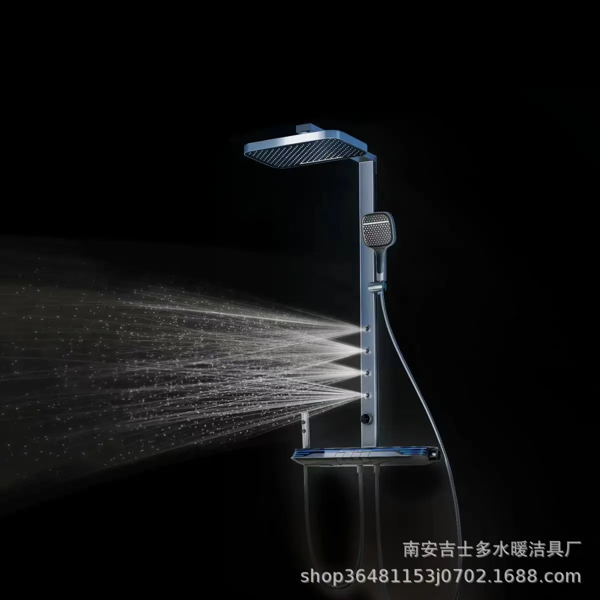 X9 waist spray gun gray constant temperature digital display shower head suit piano button booster bathroom shelf spray gun