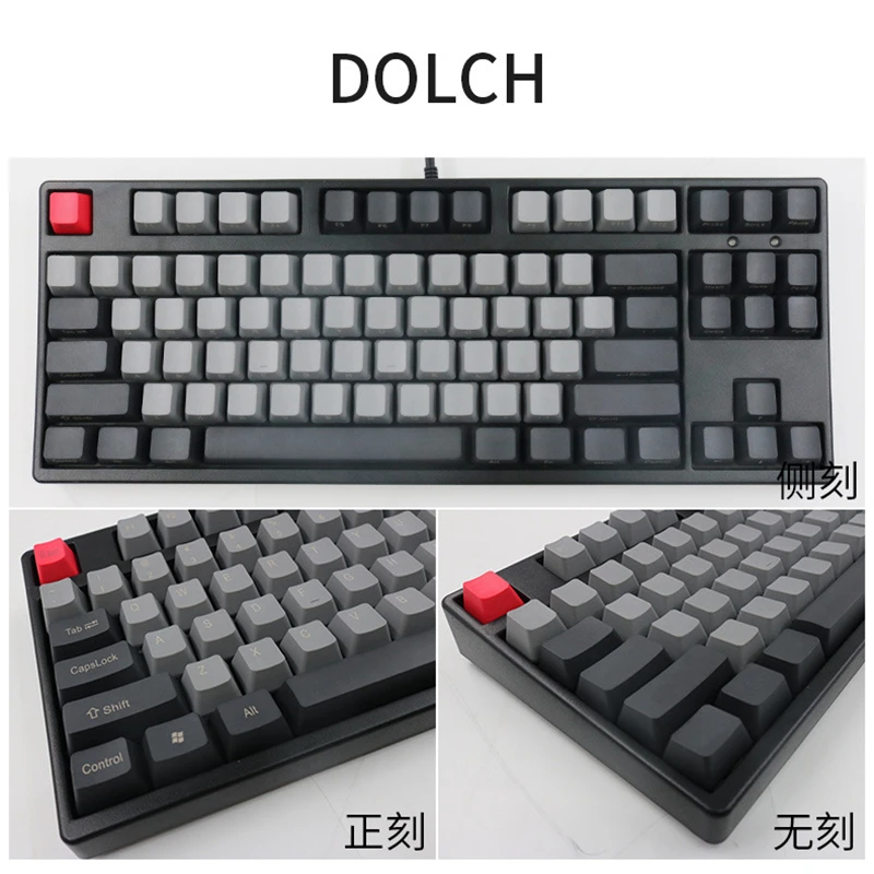 

Dolch font laser engraving 108 keycaps PBT material OEM height matching multiple colors front engraving side engraving