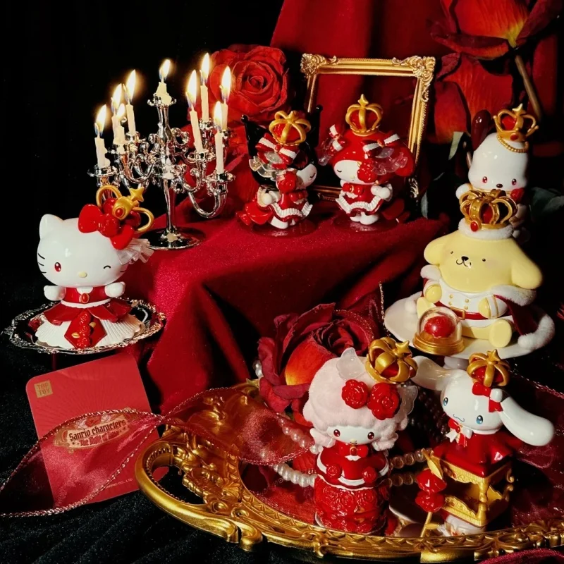 

Sanrio The Night Of Rose Series Blind Box - Kuromi My Melody Hello Kitty Action Figures Kawaii Desk Decor Girl Birthday Gifts