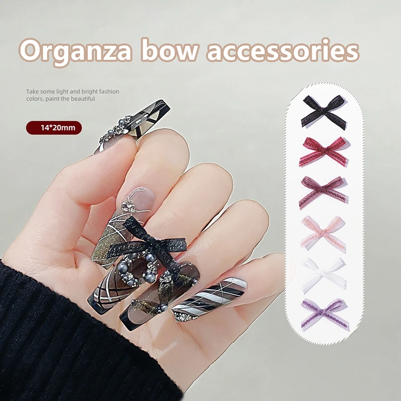 10 Stück Balletts chuhe Bogen Design 3d Mesh Spitze Band Nail Art Dekorationen Nagels pitzen Zubehör rosa weiß rot Nagel Charm Zubehör