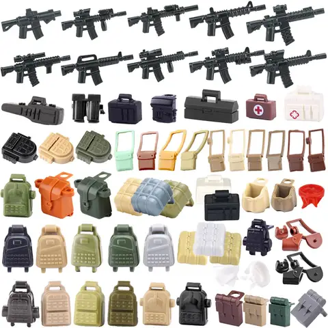 Military Figure Weapons Accessories Building Block Soldier Laser Assault Guns Backpack Medical Kit Tactical Rifle Box Brick Toys