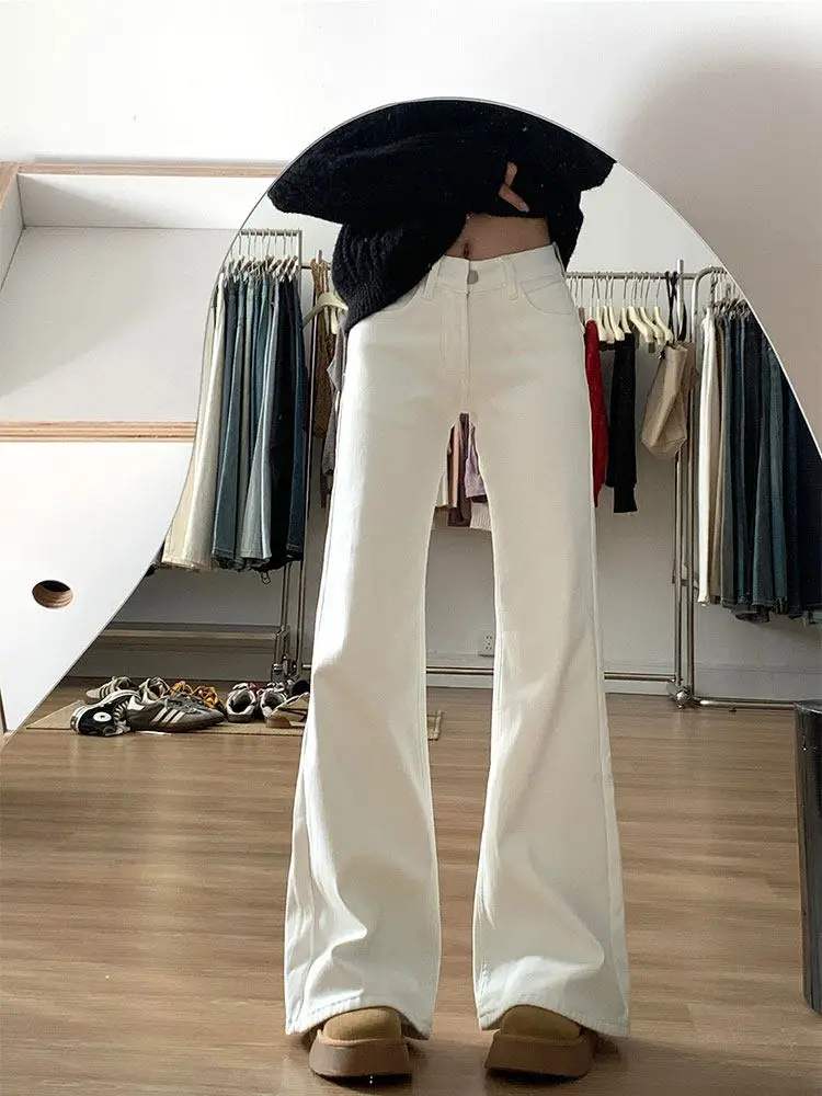 

High Waist Flared Jeans Women's Slim Fit Straight Leg Denim Pants plus Size Elastic Casual Trousers Cover Hip Hide Belly